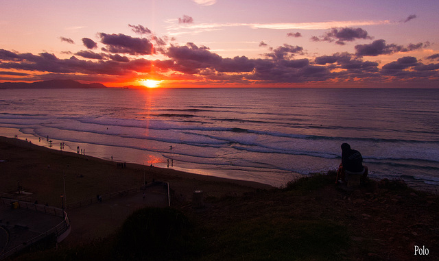 Puesta de sol captada desde acantilados de Sopelana