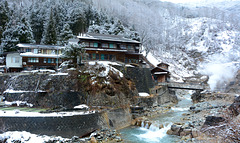 Japan, Hot spring Korakukan Guest House (Ryokan) in the Valley of Yokoyu River