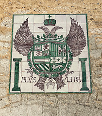 Spanish coat of arms azulejo panel, Alcúdia