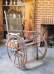 Wheelchair in Dr. Searing's Office in Old Bethpage Village, August 2022