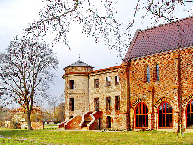 Dargun, Kloster- und Schlossruine, Südwestturm und Kirche