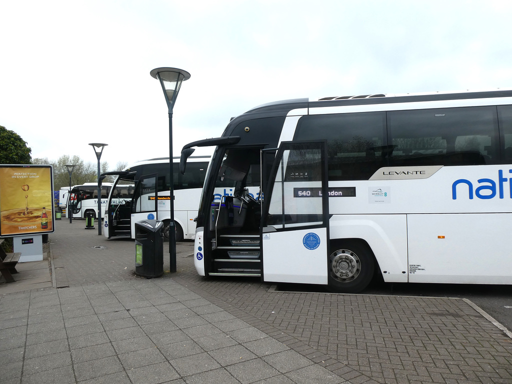 HBM: Coaches taking a break at Norton Canes (M6 Toll Motorway) - 17 Apr 2023 (P1150127)