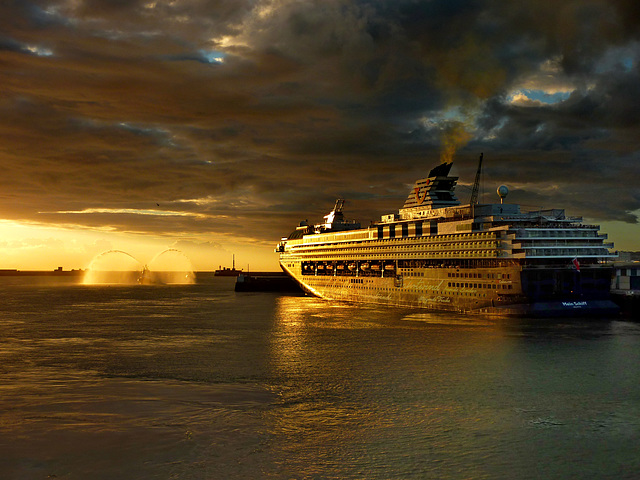 Porto di Le Havre al tramonto