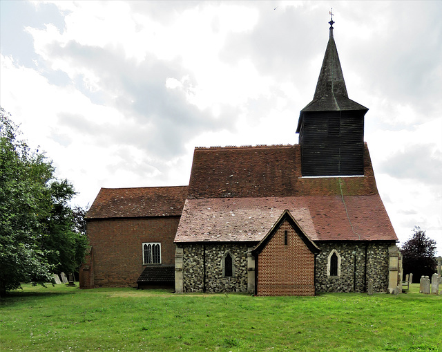 mountnessing church, essex (13)c19 brick chancel of 1805, north aisle c13, brick vestry c21, c15 timber tower