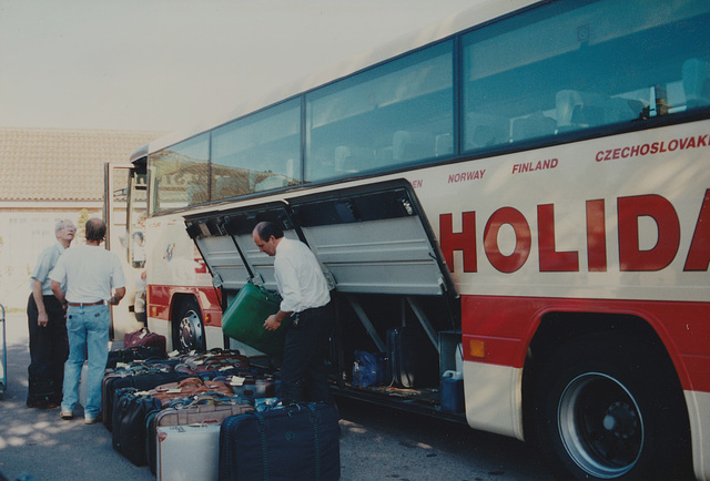 Excelsior Holidays 323 (A16 XEL) at the Smoke House Inn, Beck Row – 11 Jul 1994 (230-19A)