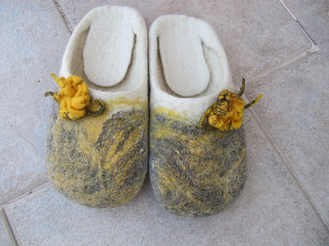 felted slippers - domestic wool