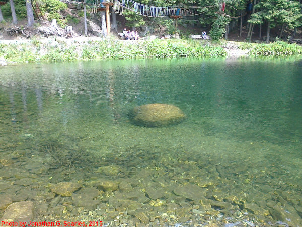 Rock under the water in Upa, Pec pod Snezkou, Kralovehradecky kraj, Bohemia(CZ), 2015