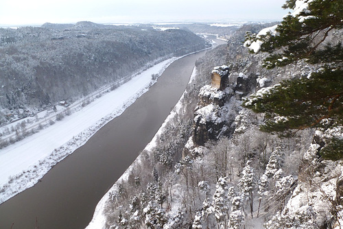 Bastei - der 1. Schnee - la unua neĝo