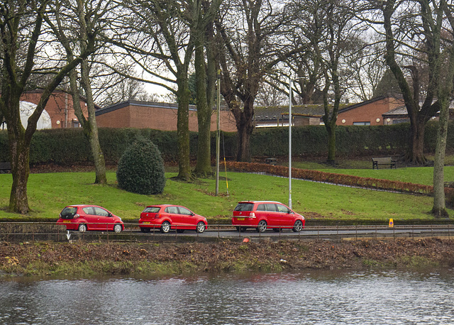 Three Red Cars