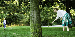 Crazy lady stalks squirrel