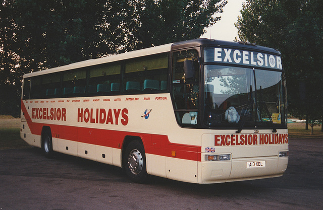 Excelsior Holidays 320 (A13 XEL) at the Smoke House Inn, Beck Row – 9 Aug 1994 (234-23)