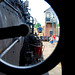 Drivers view from the cab of German Kriegslok 52 8060-7  as the train is about to start from Stadskannal.