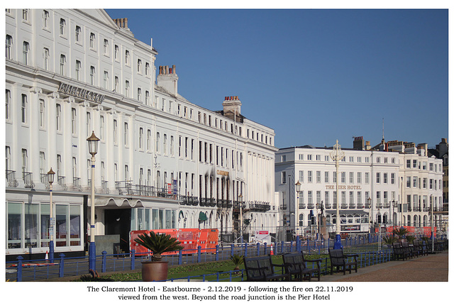 Claremont Hotel fire damage from the west 2 12 2019