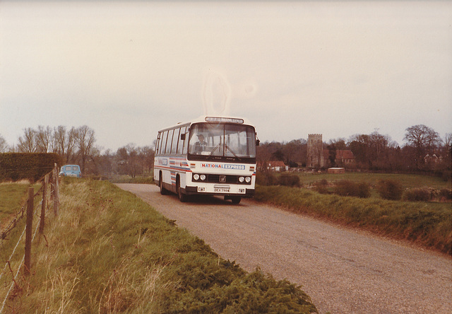 Ambassador Travel LL796 (OEX 796W) at Freckenham - 20 Apr 1985 (14-14)