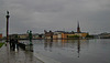 Stockholm: Blick von der Terasse des Rathauses auf die Riddarsholmen Kirche