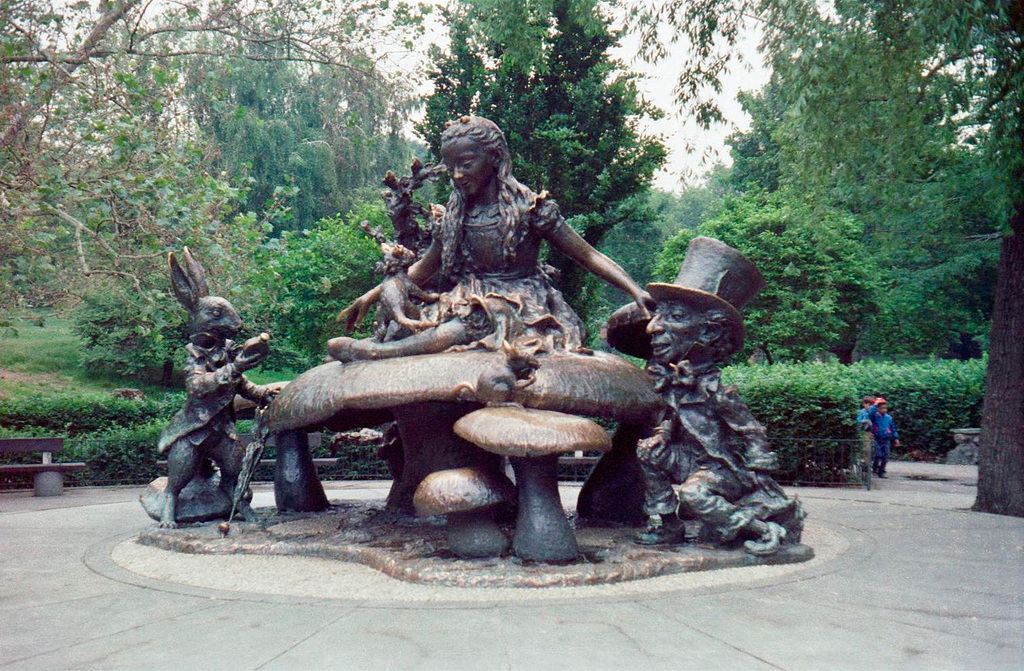 Bronze statue of Alice in Wonderland Central Park (Scan from June 1981)