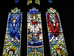stock church, essex. c20 east window glass by reginald bell 1948-50