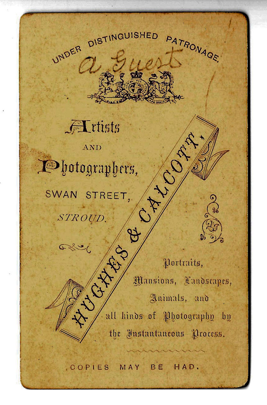 Hughes & Calcott Stroud back of print of A Guest EBP