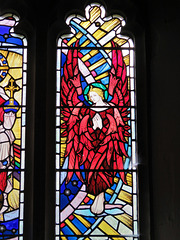 stock church, essex. c20 east window glass by reginald bell 1948-50