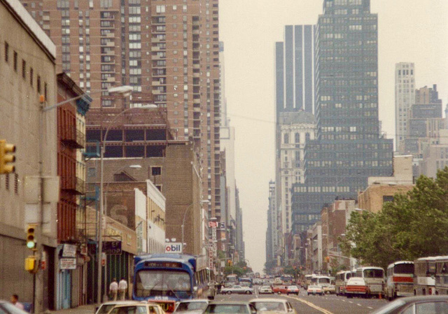Looking up 42nd Street from near 10th Avenue (Scan from June 1981)