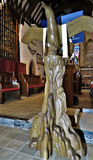 stoke fleming church, devon , c20 gull lectern 1984 by nigel watson.