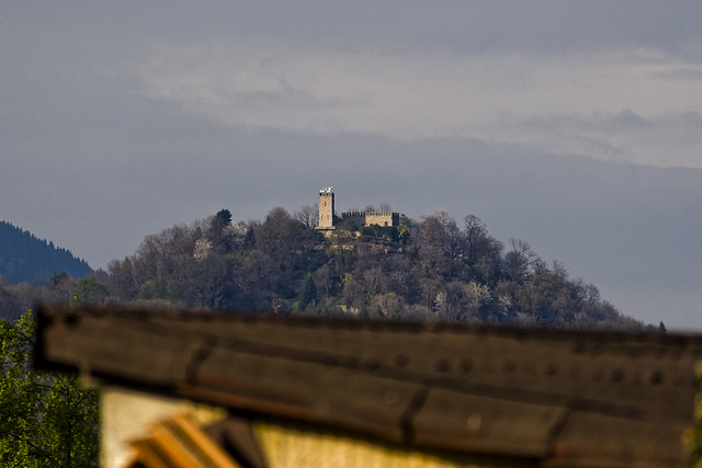 The castle of Zumaglia (Biella) seen from the southern area of ​​the city (5,3 Km)