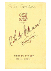 R Tudor Williams Monmouth on back of print of Miss Burdon EBP