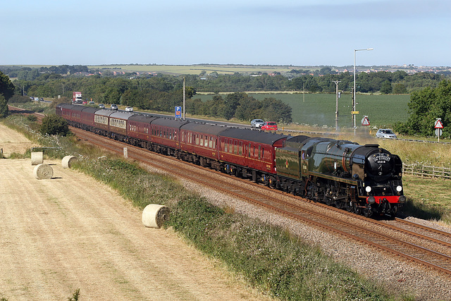 Bulleid Merchant Navy class 4-6-2 35018 BRITISH INDIA LINE with 1Z23 17.15 Scarborough - Carnforth The Scarborough Spa Express at Spital Bridge ,Seamer 28thJUNE 2018(steam as far as York)