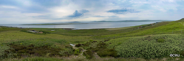 View over the Sound from the top of TAVERSOE TUICK CHAMBERED CAIRN