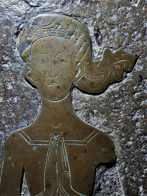 stoke fleming church, devon, c14 brass on tomb of john corp and granddaughter eleanor +1391 (3)