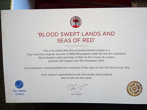 117 'Blood Swept Lands And Seas of Red' Poppy from the installment to commemorate the 100 years since World War 1