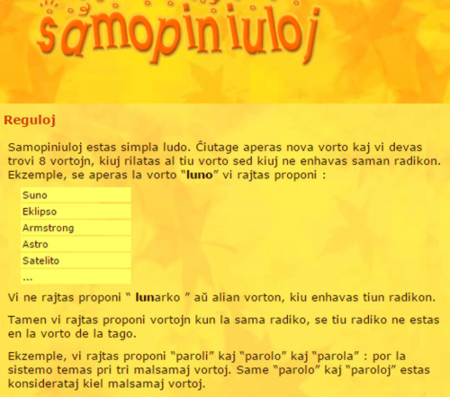 Samopiniuloj - ludo per vortoj