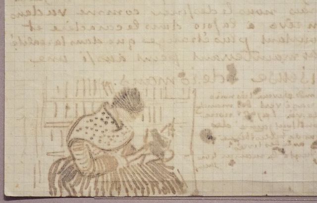 Detail of the Illustrated Letter to Willemien Van Gogh by Van Gogh in the Metropolitan Museum of Art, July 2023