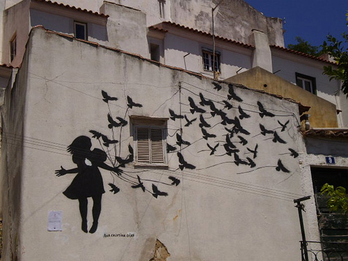 Stencil on wall.