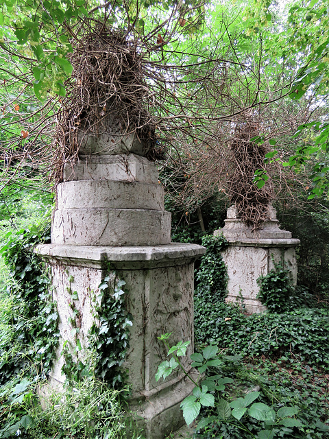 st mary magdalene church, east ham, london two late c18 tombs stand on either side of an overgrown earlier pathway to the church(18)