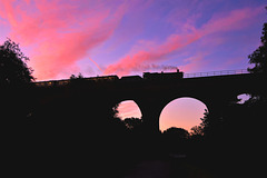 Crossing Kidderminster viaduct at sunrise.