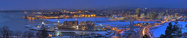 Blue hour panorama over Oslo from Ekeberg, Norway.