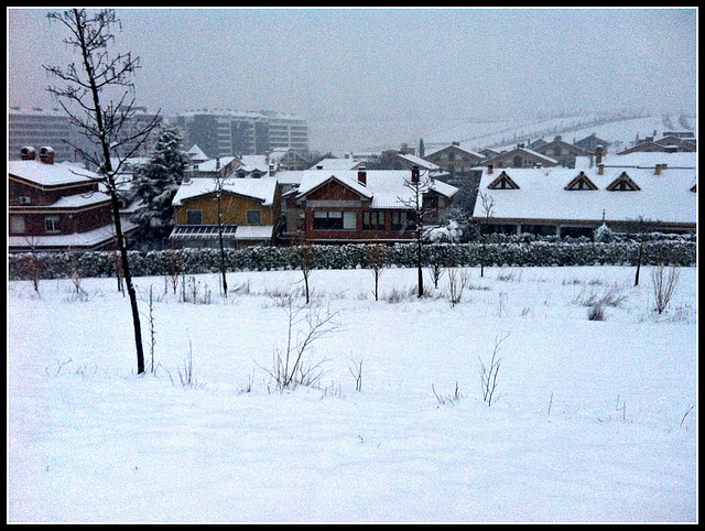 Pueblo nevado.