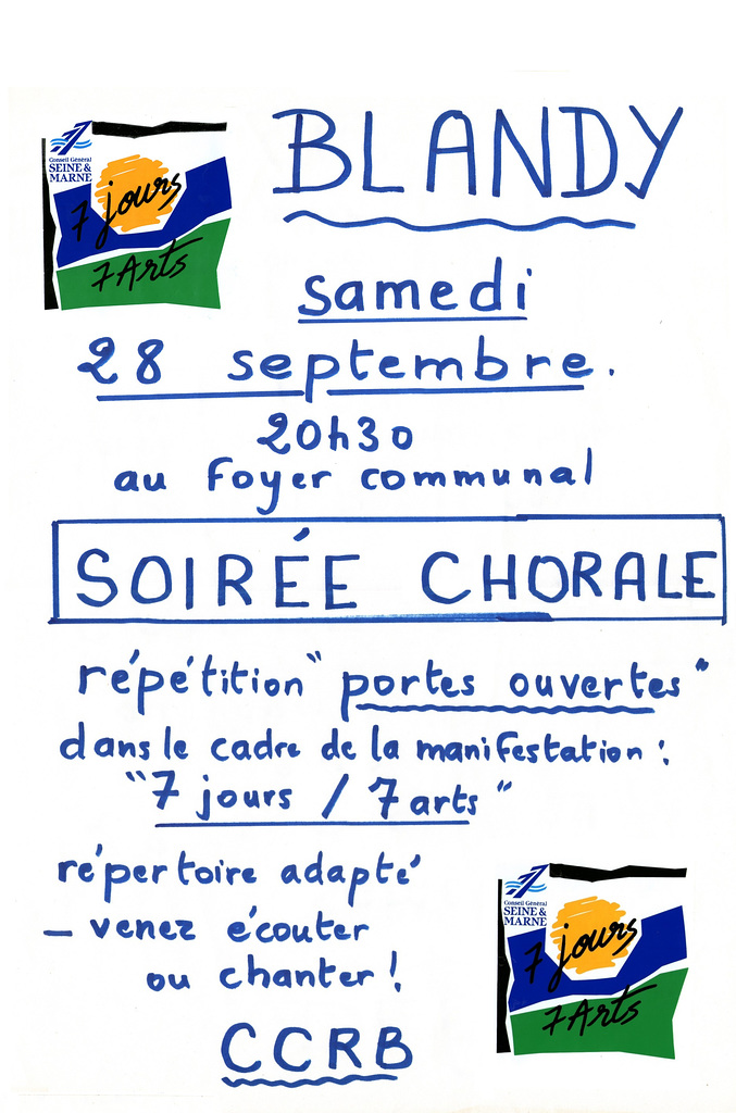 Portes ouvertes chorale à Blandy-les-Tours le 28/09/1991