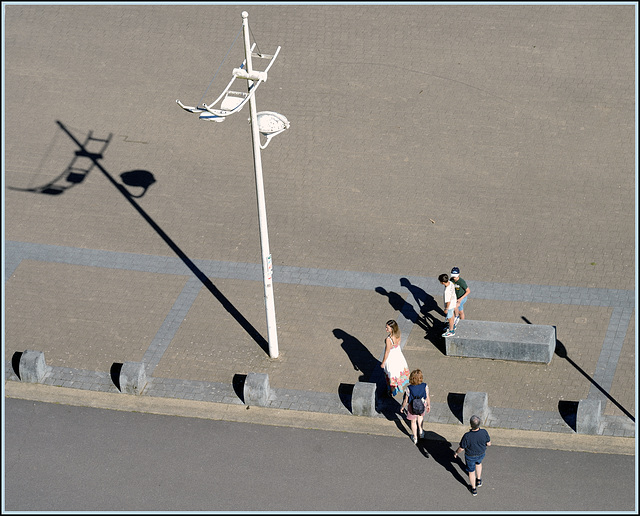Pole , People ,shadows