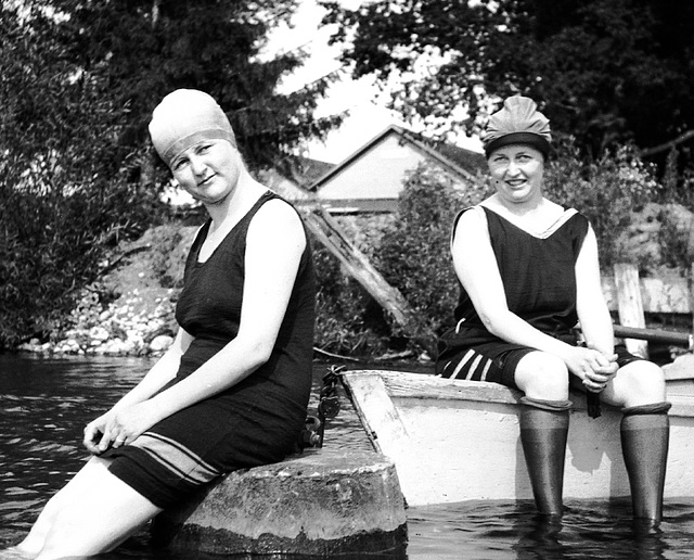 Olsen sisters at the lake. c. 1922