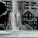 Stavanger: Grande fontana in centro città -  Eau vive b/w
