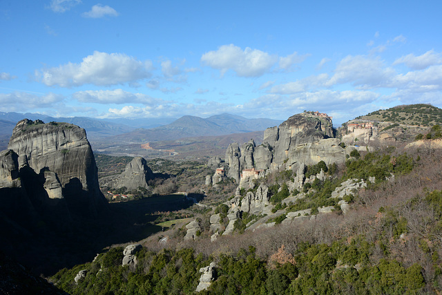 Greece, Landscape of Meteoron Cliffs with Monasteries
