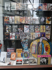 DVDs in a book shop window