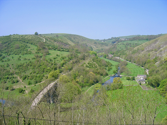 Looking along the river Wye and Cressbrook Dale from Monsal Head