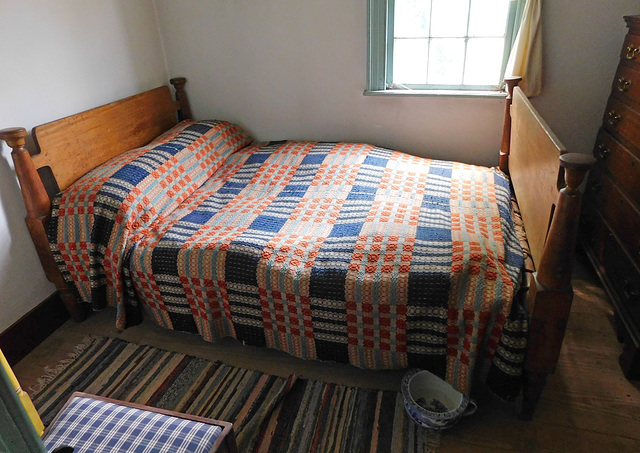 Bedroom in the Benjamin House in Old Bethpage Village, August 2022