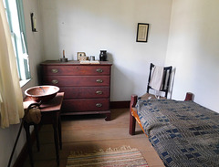 Bedroom in the Benjamin House in Old Bethpage Village, August 2022