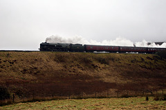 Bulleid SR Merchant Navy class 35019 BRITISH INDIA LINE at Garsdale with 1Z65 07.34 Manchester Victoria - Carlisle The Winter Cumbian Mountain Express 25th January 2020.