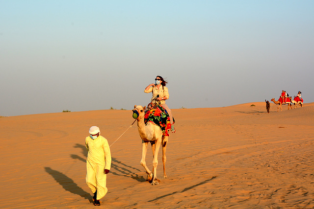U.A.E., Dubai, Camel Ride in the Desert