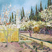 Detail of the Orchard Bordered by Cypresses by Van Gogh (Kroller-Muller Version) in the Metropolitan Museum of Art, July 2023